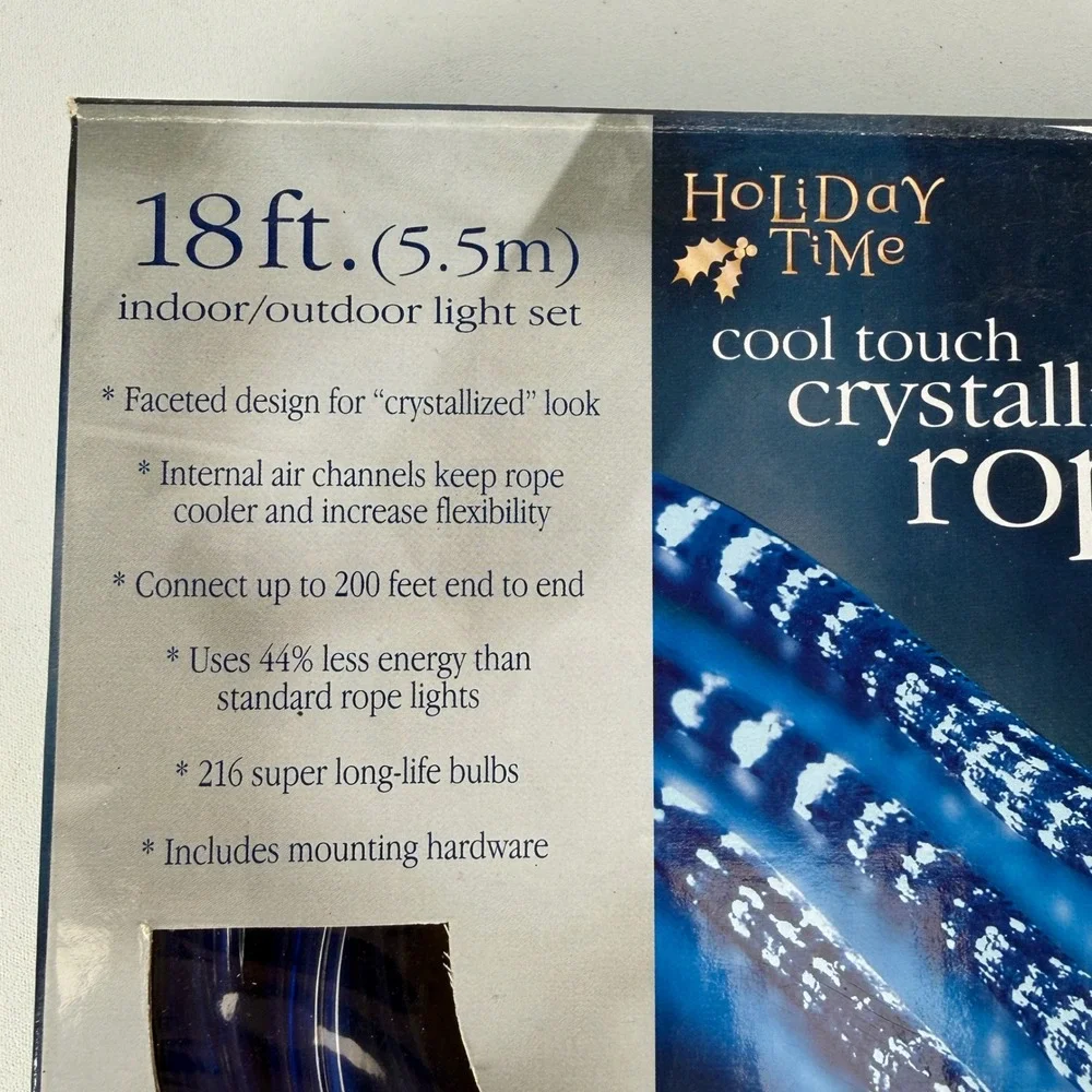 Holiday Time 18ft Blue Crystallized Rope Light Indoor Outdoor Set of 2